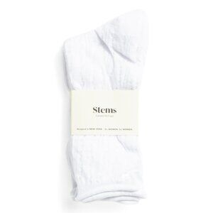 STEMS White 3pk Pointelle Lettuce Edge Socks